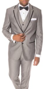 Gray with black trim slim fit suit