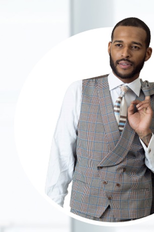 gray double breasted suit vest