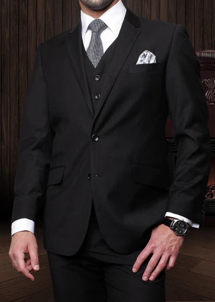 classic men's 3 piece black suit from Contempo
