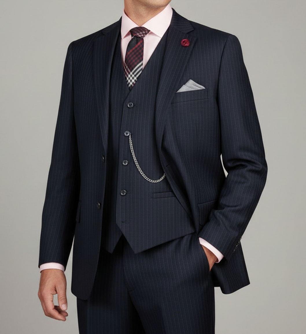 men's navy blue 3 piece suit